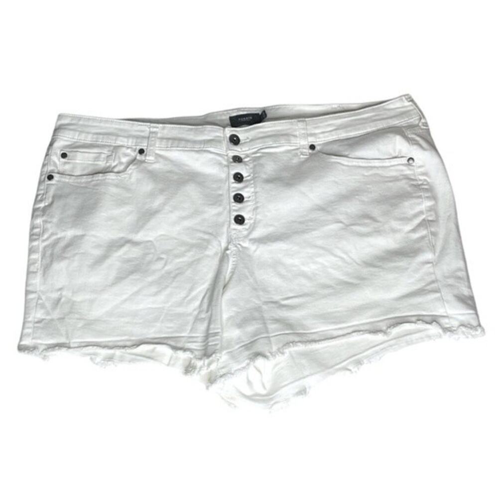 Torrid Cut Off High Waisted Button Fly Shorts White Plus Size 26